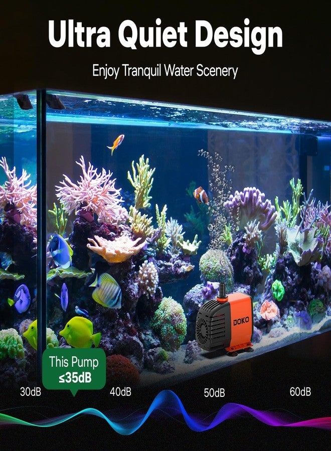 Doko Submersible Water Pump,720GPH Aquarium Water Pump with Extended Mesh Cover and Sponge,Ultra Quiet Pond Pump with 6Ft Power Cord for Fountains,Fish Tanks,Hydroponics,and Waterfalls - Image 3
